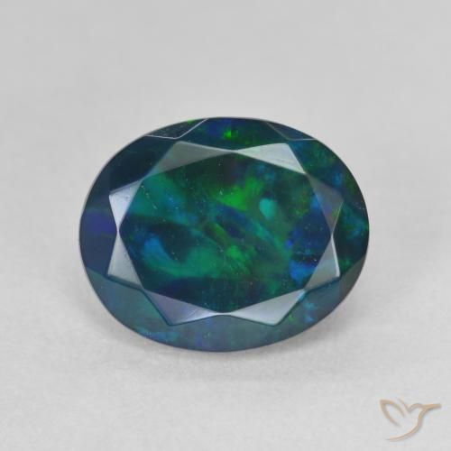 1.63ct Natural Multicolorido Opala negra, oval, Translúcido