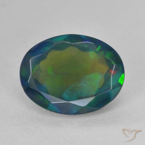 2.30ct Natural Multicolorido Opala negra, oval, Translúcido
