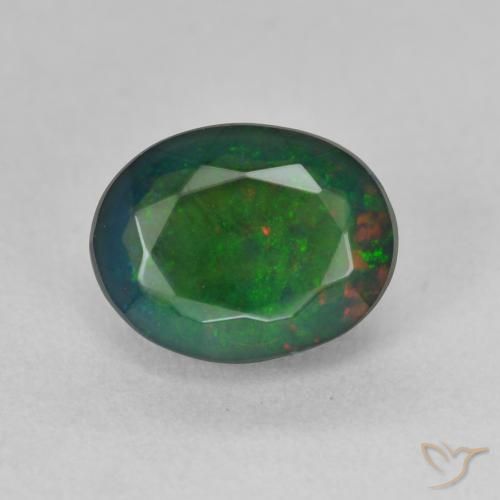1.43ct Natural Multicolorido Opala negra, oval, Translúcido