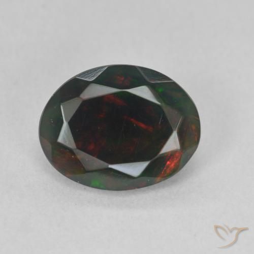 1.19ct Natural Multicolorido Opala negra, oval, Translúcido