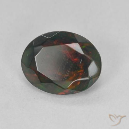 Opala negra Multicolorido Natural 1.19ct, oval, Translúcido