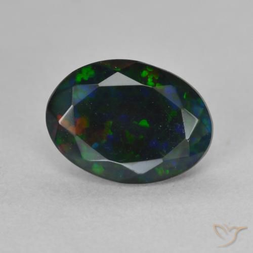 1.18ct Natural Multicolorido Opala negra, oval, Translúcido