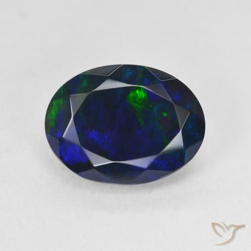 2.18ct Natural Multicolorido Opala negra, oval, Translúcido