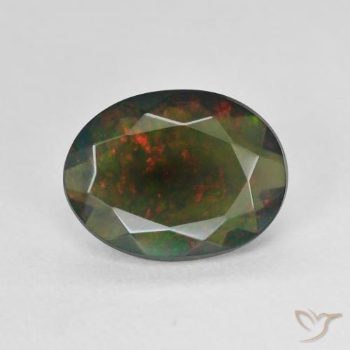2.07ct Natural Multicolorido Opala negra, oval, Translúcido