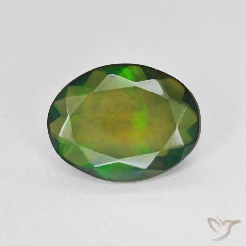 1.90ct Natural Multicolorido Opala negra, oval, Translúcido