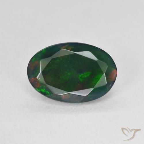 1.66ct Natural Multicolorido Opala negra, oval, Translúcido