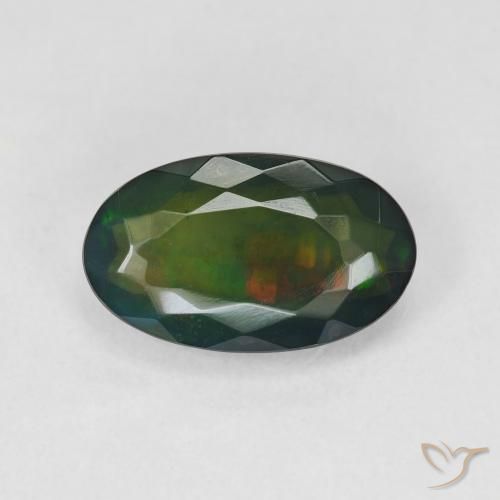 2.10ct Natural Multicolorido Opala negra, oval, Translúcido