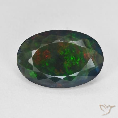 3.76ct Natural Multicolorido Opala negra, oval, Translúcido