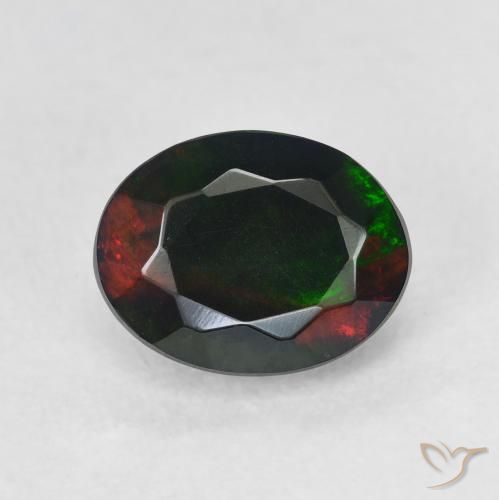 1.12ct Natural Multicolorido Opala negra, oval, Translúcido