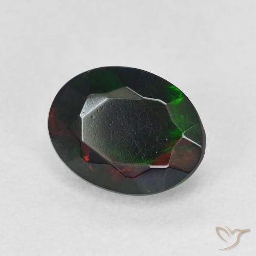 Opala negra Multicolorido Natural 1.12ct, oval, Translúcido