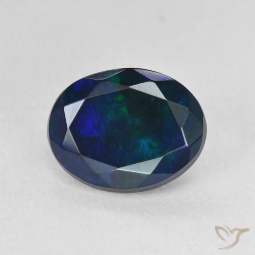 1.66ct Natural Multicolorido Opala negra, oval, Translúcido