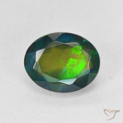 1.60ct Natural Multicolorido Opala negra, oval, Translúcido