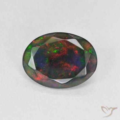 1.16ct Natural Multicolorido Opala negra, oval, Translúcido