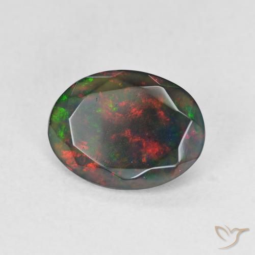 Opala negra Multicolorido Natural 1.16ct, Corte Oval, Translúcido