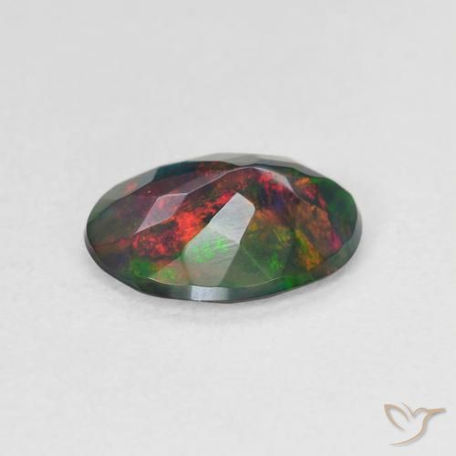 Opala negra Multicolorido Natural 1.16ct, Corte Oval, Translúcido