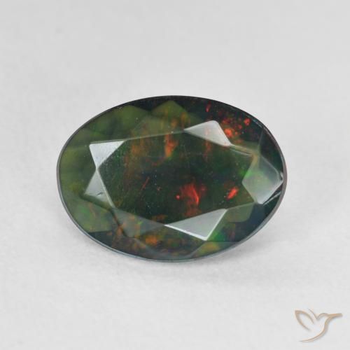 1.74ct Natural Multicolorido Opala negra, oval, Translúcido