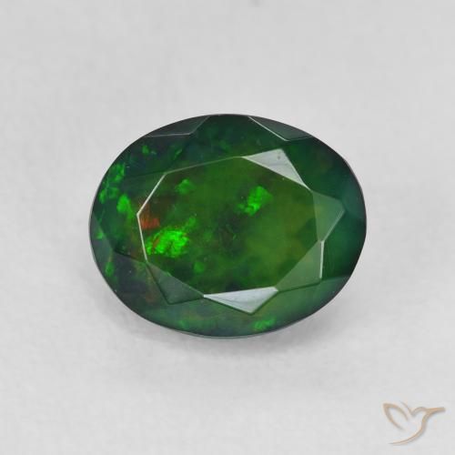 1.38ct Natural Multicolorido Opala negra, oval, Translúcido