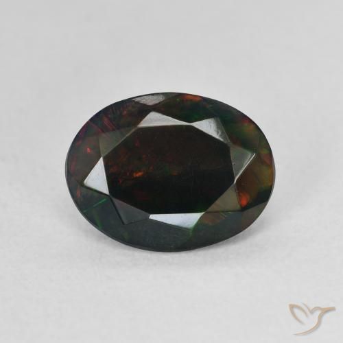 1.19ct Natural Multicolorido Opala negra, oval, Translúcido