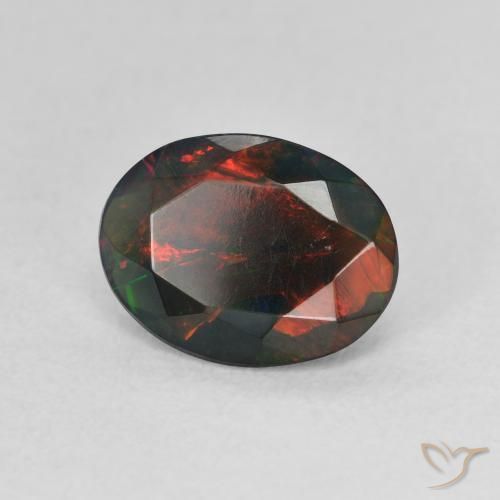 Opala negra Multicolorido Natural 1.19ct, oval, Translúcido