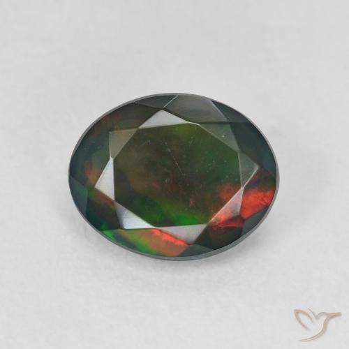 1.17ct Natural Multicolorido Opala negra, oval, Translúcido