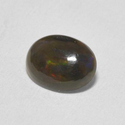 Opala negra Multicolorido Natural 0.84ct, oval, Opaco