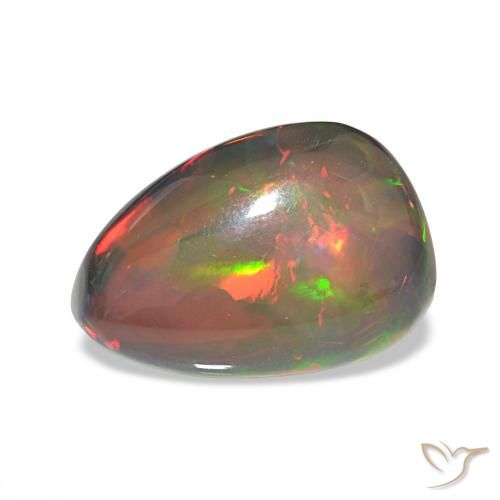 6.78ct Multicolorido Opala negra, Formato de pêra, Opaco