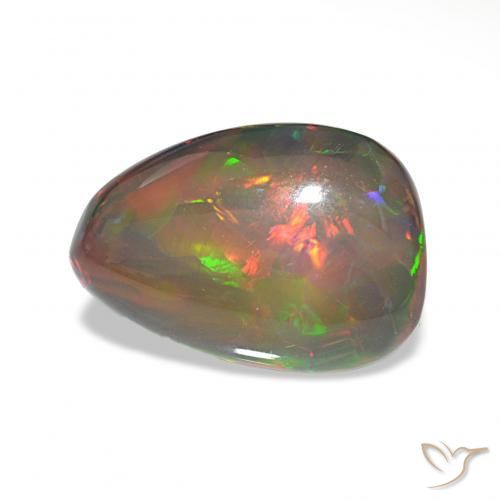 Opala negra Multicolorido Natural 6.78ct, Formato de pêra, Opaco