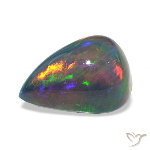 Opala negra Multicolorido Natural 7.46ct, Formato de pêra, Opaco