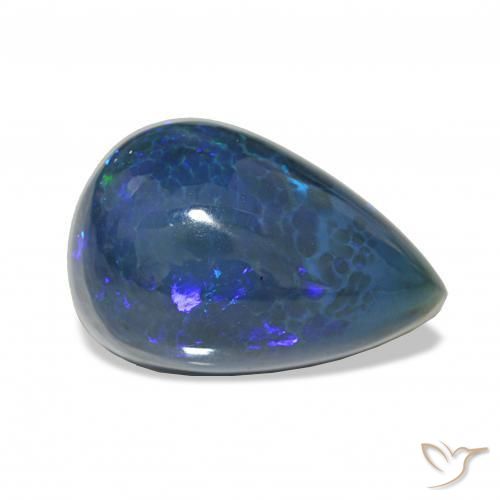 Opala negra Multicolorido Natural 9.45ct, Formato de pêra, Opaco
