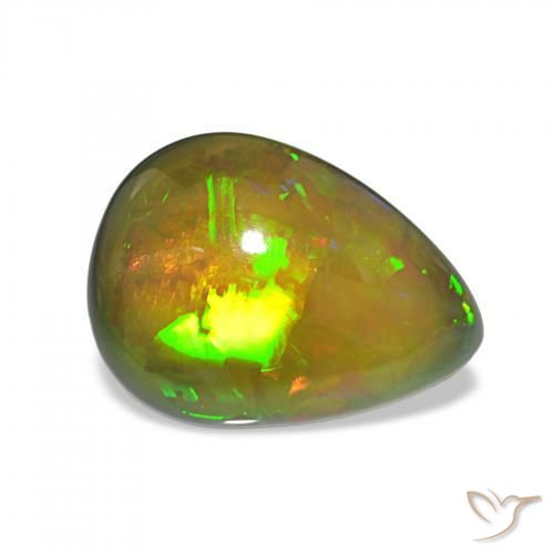 Opala negra Multicolorido Natural 6.70ct, Formato de pêra, Opaco