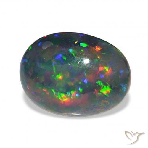 Opala negra Multicolorido Natural 7.80ct, oval, Opaco