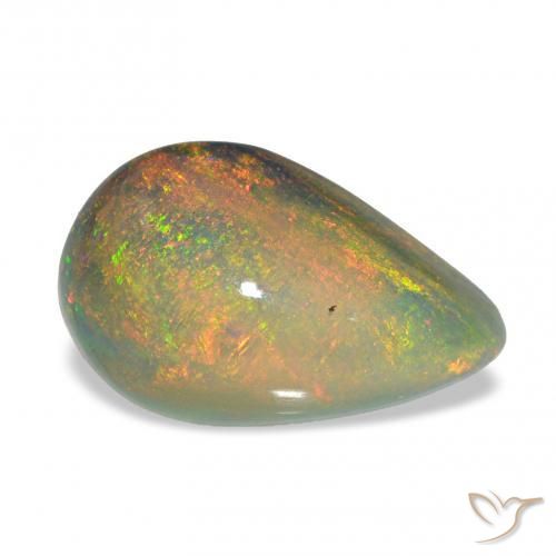 Opala negra Multicolorido Natural 3.98ct, Formato de pêra, Opaco