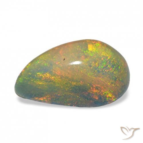 Opala negra Multicolorido Natural 3.98ct, Formato de pêra, Opaco