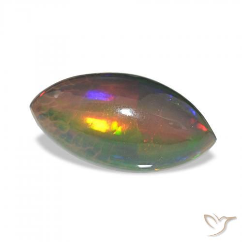 Opala negra Multicolorido Natural 3.55ct, Marquesa, Opaco