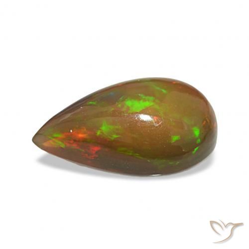 Opala negra Multicolorido Natural 4.12ct, Formato de pêra, Opaco
