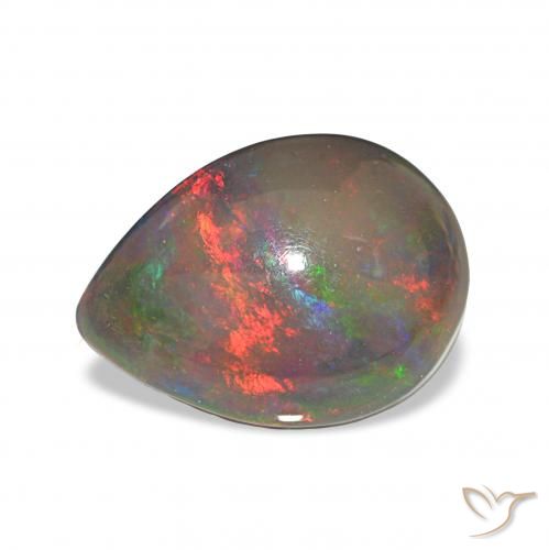Opala negra Multicolorido Natural 2.65ct, Formato de pêra, Opaco