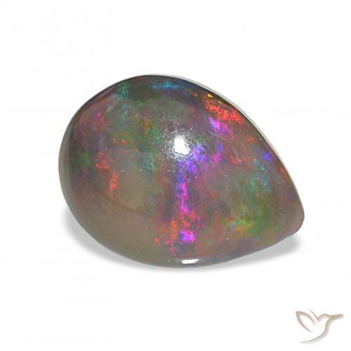 Opala negra Multicolorido Natural 2.65ct, Formato de pêra, Opaco