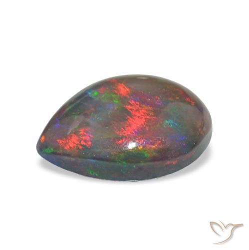 Opala negra Multicolorido Natural 2.65ct, Formato de pêra, Opaco