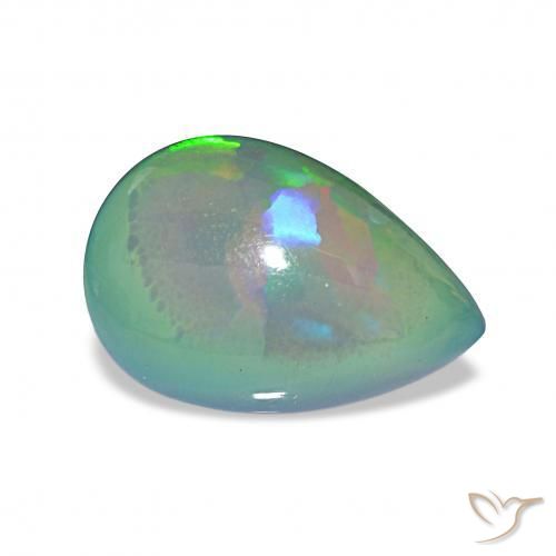 Opala negra Multicolorido Natural 4.97ct, Formato de pêra, Opaco