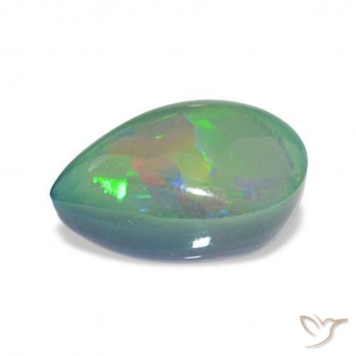 Opala negra Multicolorido Natural 4.97ct, Formato de pêra, Opaco