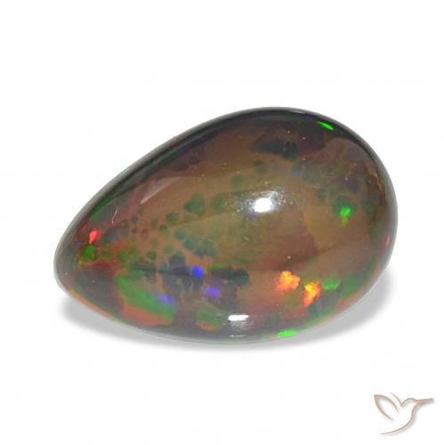 Opala negra Multicolorido Natural 3.78ct, Formato de pêra, Opaco