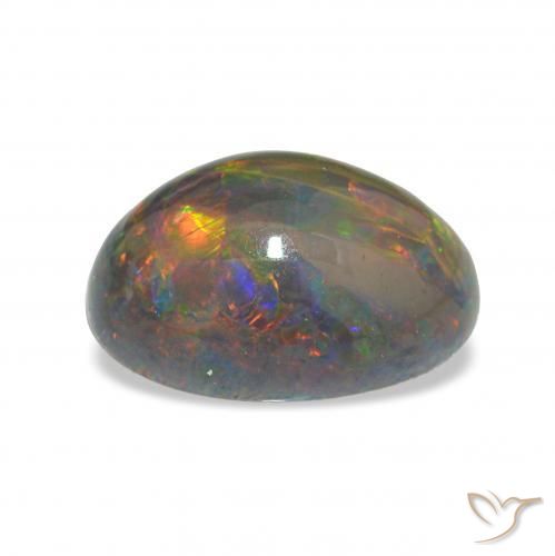 Opala negra Multicolorido Natural 3.96ct, oval, Opaco