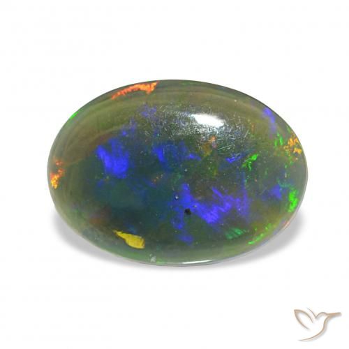 1.61ct Multicolorido Opala negra, oval, Opaco