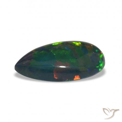 Opala negra Multicolorido Natural 6.81ct, Formato de pêra, Opaco