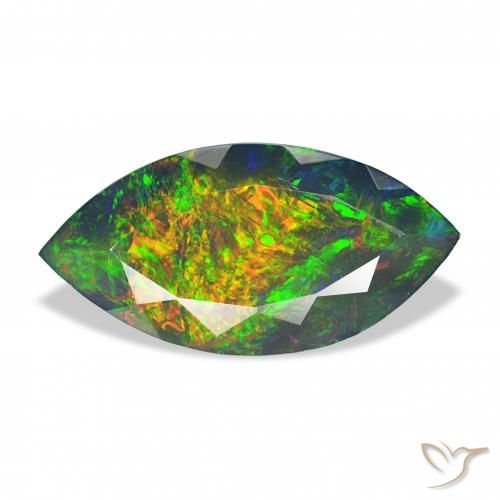 3.37ct Multicolorido Opala negra, Marquesa, Opaco
