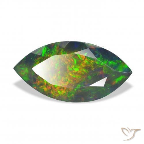 Opala negra Multicolorido Natural 3.37ct, Marquesa, Opaco
