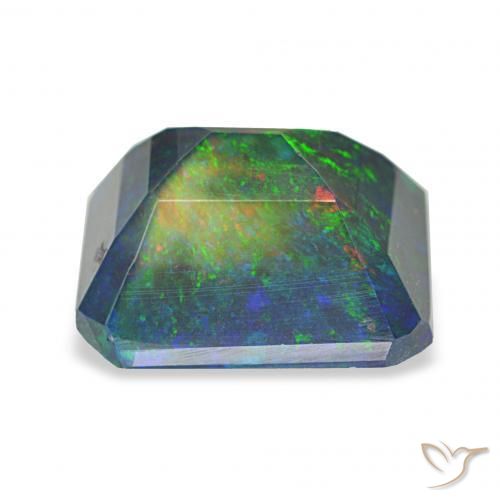 Opala negra Multicolorido Natural 2.23ct, Corte Octógono / Esmeralda, Opaco