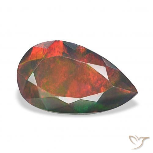 Opala negra Multicolorido Natural 2.11ct, Formato de pêra, Opaco