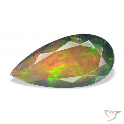 2.45ct Multicolorido Opala negra, Formato de pêra, Opaco