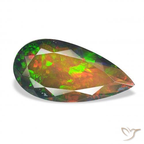 Opala negra Multicolorido Natural 2.45ct, Formato de pêra, Opaco